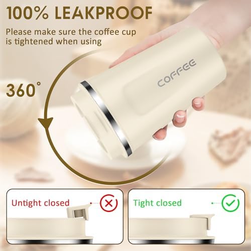 CS COSDDI 12 oz Coffee mug - Stainless Steel Coffee Cup with Leakproof Lid - Image 2
