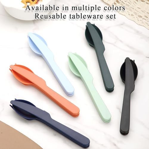 Evanda Travel Utensils Set for 6, Reusable Plastic Knife Fork Spoon Snapped Together for Easy Portability and Save Space, Silverware Cutlery Utensils Set for Work, Camping, Picnic, Gadgets, Lunch Box - Image 7