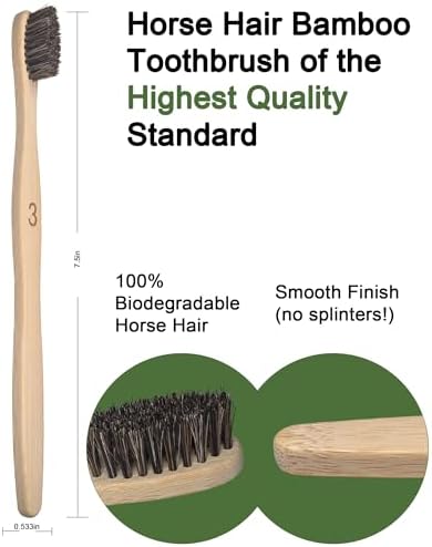 Natural Horse Bristle Bamboo Toothbrush 10 Pack Adult - Image 3