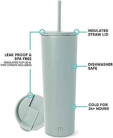 Simple Modern Iced Coffee Tumbler, Insulated | 28oz | Green - Image 2