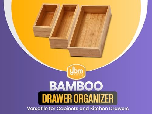 YBM Home Bamboo Drawer Organizer Storage Box for Kitchen Drawer, Junk Drawer, Office, Bedroom, Children Room, Craft, Sewing, and Bathroom, 6 Pack 3x9x2 inch - Image 4