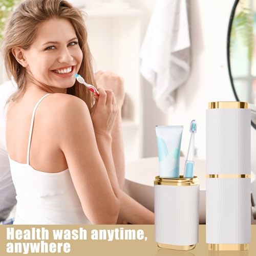 2 Pieces Toothbrush Case, Portable Toothbrush Travel Case Toothbrush Toothpaste Storage Box for Business Camping Travel or Daily Use (Pink+White) - Image 4