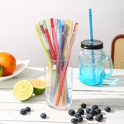 25 Pack 9.05" Plastic Reusable Replacement Drinking Straws - Image 5