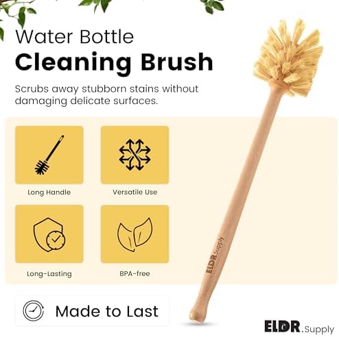 ELDR Supply Bottle Brush, 14in Extra Long German Beechwood Handle, Strong Hemp Bristles, Zero Waste, Cleans and Scrubs Hard to Reach Wide Mouth Jars, Glasses, and Tumblers - Image 2