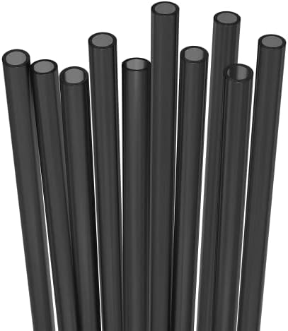Fiesta First 10 Black Short Cocktail Straws Reusable Hard Plastic, Medium Width + Sturdy Cleaning Brush - for Small Cups, Kids Drinks - Dishwasher Safe BPA Free by Fiesta+First