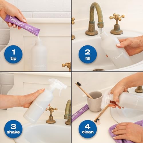 Bathroom Cleaner Powder Concentrate Refills 4 Pack, Makes 24 fl oz Each, Lavender & Citrus - Image 4