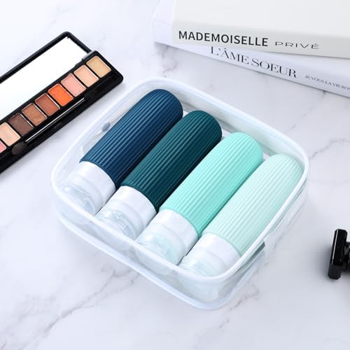 Mrsdry Travel Bottles for Toiletries, Tsa Approved 3oz Portable Travel Bottles, BPA Free Leak Proof Squeezable Silicone Travel Size Containers, Travel Accessories with Clear Toiletry Bag (4 Pack) - Image 7