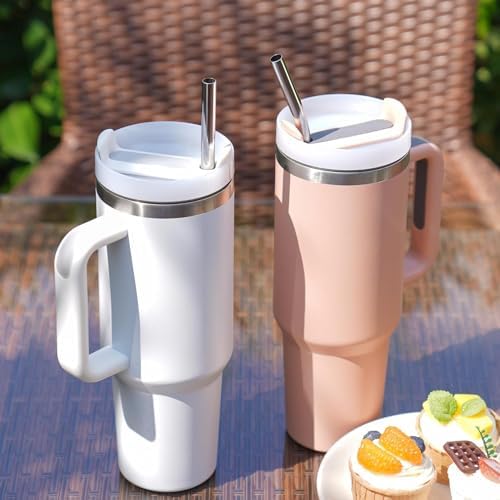 Vinaco 4 Pack 0.35" Wide Bore Reusable Stainless Steel Smoothie Straws - Image 3