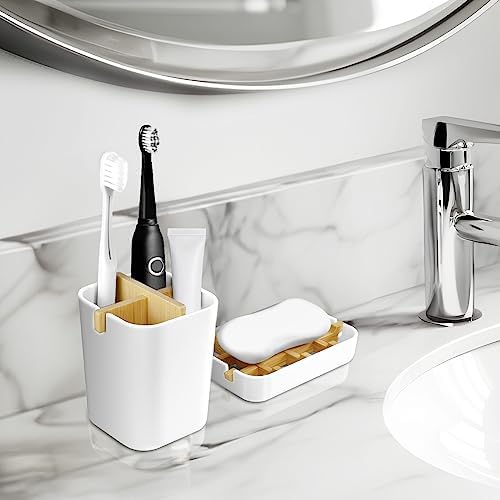 Toothbrush Holders and Soap Holder Set, Bathroom Accessories Countertop - Image 6
