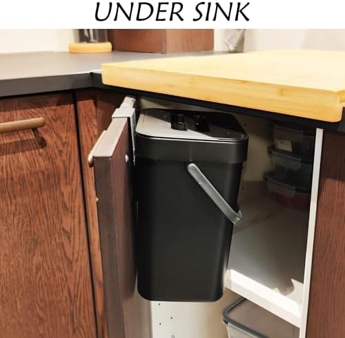 stonespace Kitchen Compost Bin 1.3 Gal Hanging Under Sink Trash Can,Black - Image 3
