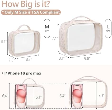 PACKISM Clear Makeup Bag - TSA Approved Toiletry Bag, 2 Pink Ditsy Floral - Image 4