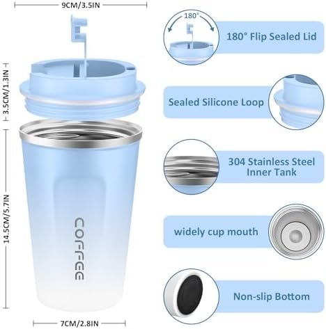 CS COSDDI 12 oz Coffee mug - Stainless Steel Coffee Cup with Leakproof Lid - Image 3