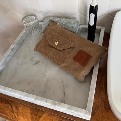 Earth & Fiber Co. Waxed Canvas Toiletry Bag, Compact Slim Design for Traveling, Brown - Image 5