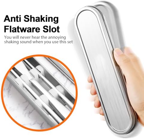 Travel cutlery set, 18/8 stainless steel cutlery, Reusable utensils set with case, Portable Silverware Lunch Box for Camping and Office (Stainless Steel) - Image 3