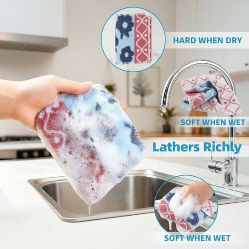 Amarelle Scrub,Eco-Friendly Reusable Dish Scrubbers for Washing Dishes,Soft Safe and Non-Scratch Scrubber, Durable Scouring Pad for Kitchen and Household Cleaning (Sunlit Carnival, 5-Pack) - Image 2