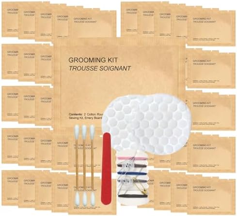 World Amenities Kraft Paper Grooming Kit - Travel Size Toiletries - Cotton Rounds, Bamboo Cotton Tips, Sewing Kit, Emery Board (50 Pack) - Image 7