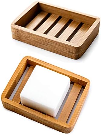 Kaxich 2 Pack Bamboo Wooden Soap Dish Shower Soap Storage Holder Saver Soap Tray Plate for Bathroom Shower Vanities Kitchen Sink by Kaxich