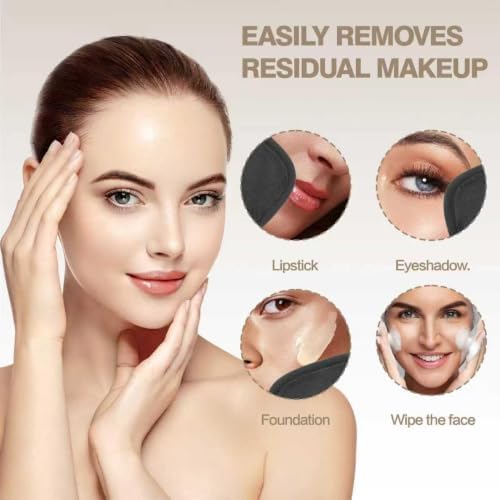 Puomue Makeup Remover Cloth 12 Pack, Super Soft and Reusable Microfiber Makeup Remover Towels for All Skin Types, Perfect Face Towels for Women, 6 Inch x 6 Inch, Dark Grey - Image 5