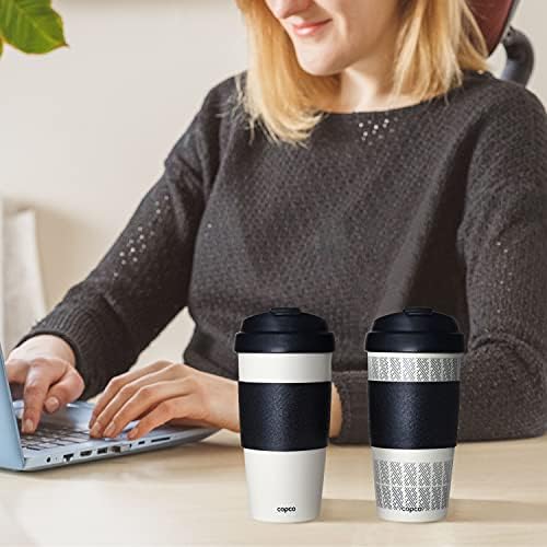 Copco 5237160 Reusable, Insulated Double Wall Travel Mugs 16-ounce White/Black, 2 Count (Pack of 6) - Image 3