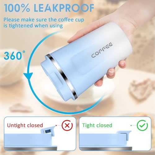 CS COSDDI 12 oz Coffee mug - Stainless Steel Coffee Cup with Leakproof Lid - Image 2