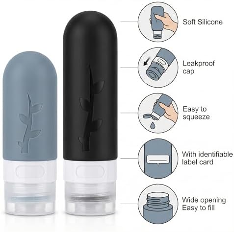 DEPOZA 16-Pack Travel Bottles for Toiletries with Clear Bag, Black - Image 6