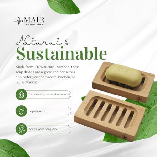 Bamboo Soap Dish – 2-Pack Self-Draining Soap Dish for Shower – Natural Bamboo Wood Tray for Bathroom with Drainage – Wooden Holder for Kitchen, Bath, Sink - Image 2