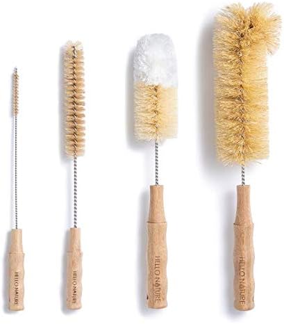 4 Pcs Bamboo Bottle Brush Set by HELLO NATURE – Long Handle Cleaning Brushes for Water Bottles, Baby Bottles & Glassware, Sustainable & Plastic-Free by Unknown