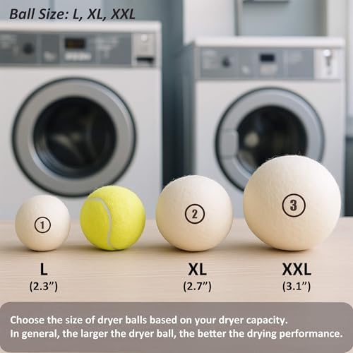 Wool Dryer Balls Laundry, XXL(3.1") 6 Pack, Premium Fabric Softener Ball, Reusable, Anti Static, Chemical Free Natural Wool Balls for Dryer, Laundry Dryer Balls – 100% New Zealand Wool - Image 2