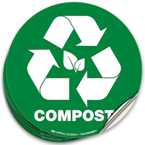 iSYFIX Compost Sticker for Trash Can Bins, 6 Pack, 5 inch by iSYFIXPremiumLetterNumberSigns