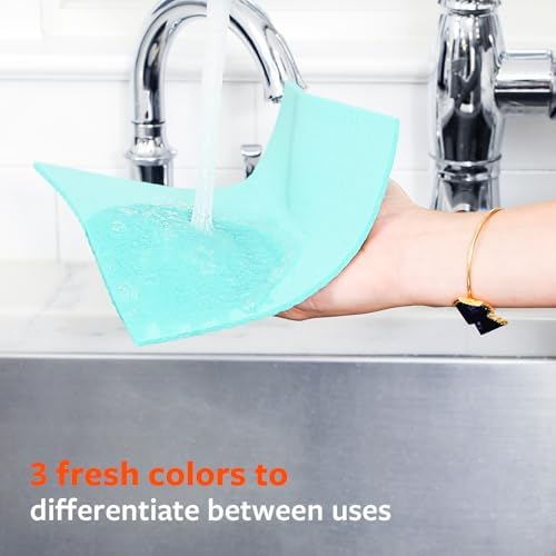 Full Circle Squeeze Swedish Dish Cloths – 6 Pack Reusable Cellulose Sponge Cloths, Super Absorbent Microfiber Cleaning Towels, Paper Towel Alternative, Color-Coded, Eco-Friendly, & Dishwasher Safe - Image 5