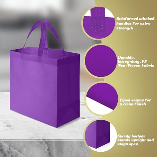 Reginary 100 PCS Non Woven Tote Bags Bulk,Purple - Image 4