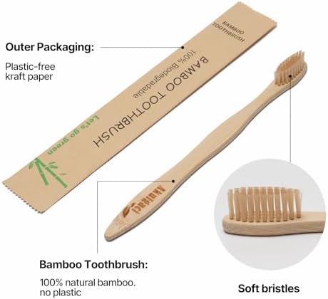 100 Pack Bamboo Toothbrushes for Adults, Biodegradable Soft Bristles Toothbrushes, Eco-Friendly Natural Reusable Wooden Toothbrush in Bulk for Camping Trips Hotel Travel - Image 3