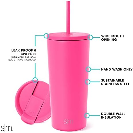 Simple Modern Iced Coffee Tumbler, Insulated | 20oz | Pink - Image 2