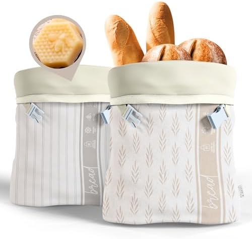 Nectar & Nest Reusable Beeswax Bread Bags for Homemade Bread & Sourdough by NectarNest