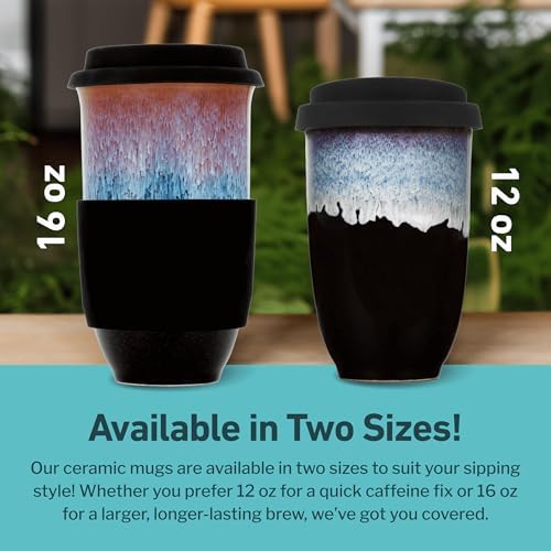 NOVA CERAMICS Coffee Tumbler – Travel Mug - On the Go Coffee Mug – Microwave & Dishwasher Safe Green Coffee Tumbler - Gifts For Women Men Him Her – 16oz – Monsoon - Image 5