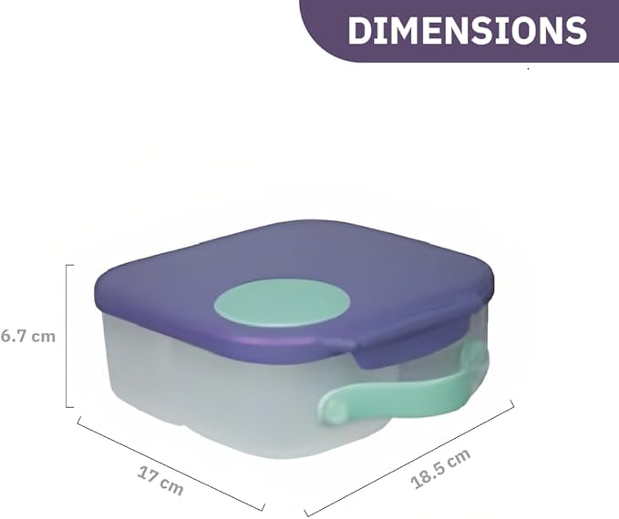 b.box Mini Lunch Box, Bento Box for Kids, Snack Container with 2 Leak Proof Compartments, Reusable Snack Containers with Lids, Kids Lunch Boxes Ages 3+, BPA Free, 4 1/4 Cup Capacity (Lilac Pop)