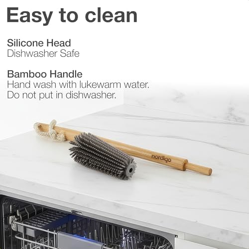 16" Extra Long Bamboo Bottle Brush with Plastic-Free Silicone Head - Image 7