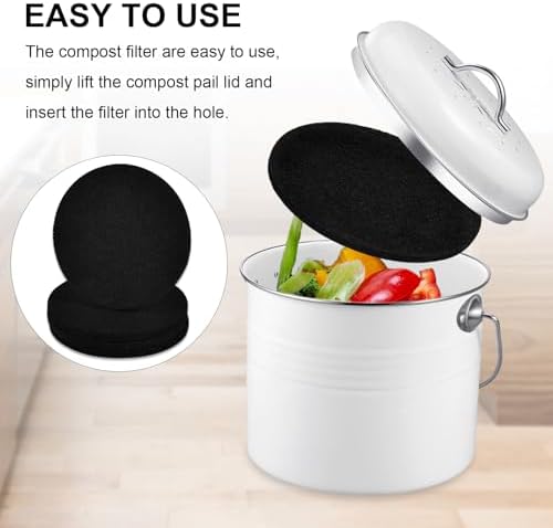 10Pcs 6.5 Inch Charcoal Filters for Kitchen Compost Bin, Replacement Activated Carbon Filters for Countertop Compost Pail Home Bucket Refill Sets, Round - Image 5