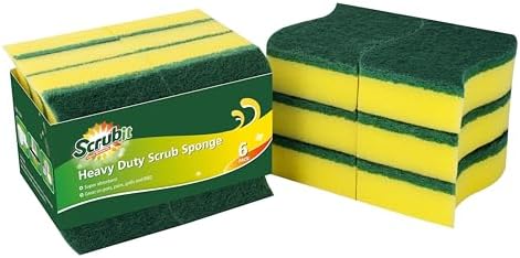 (12 Pack) Heavy Duty Scrub Sponges by SCRUBIT – Kitchen Dish, Sink and Bathroom Cleaning Scrubber Sponge - with Non-Smell Scouring Pad by SCRUBIT