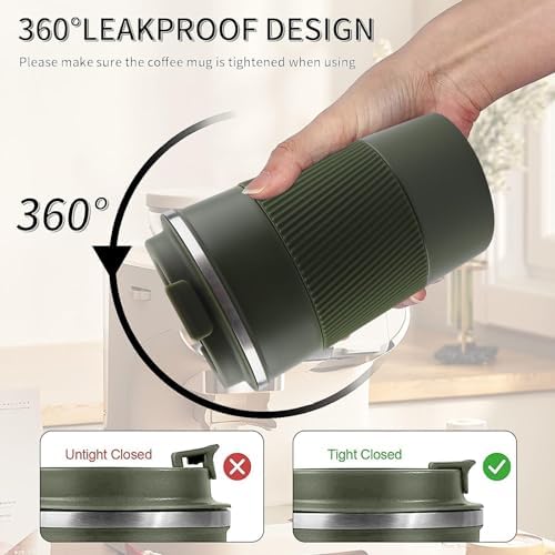 Insulated Travel Coffee Mug, Stainless Steel Coffee Cup with Leakproof Lid - Image 4
