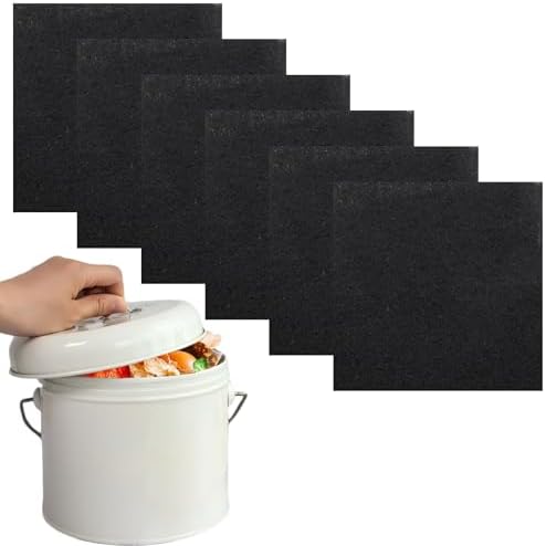 Biaungdo 6 Pack 5 Inch Square Charcoal Filter, Black Compost Bin Filters by Biaungdo