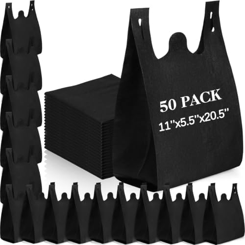 Windyun Large Grocery T-shirt Bags Bulk Reusable Non Woven Shopping Bag Foldable Gift Tote with Handle, 20.5x11x5.5 Inch by Windyun