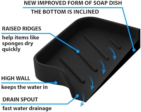 Black Silicone Soap Dish Tray, Self Draining Soap Holder for Bar Soap, Silicone Soap Tray with Drainage, Dish Soap Tray for Kitchen Counter, Plastic Free, S(4.7x3.5) - Image 5