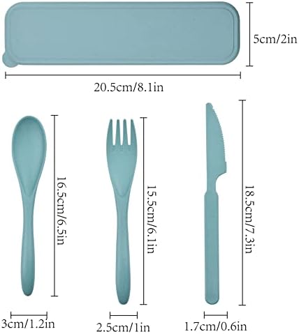 Zoyiancy 2 Sets Reusable Utensil Set with Case, Green, Blue Travel Utensils - Image 2