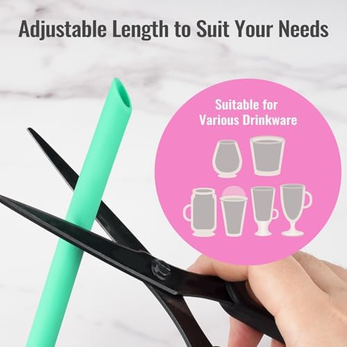 NiHome 6-Pack Wide Reusable Bent Silicone Straws for Smoothies, Milkshake - Image 5