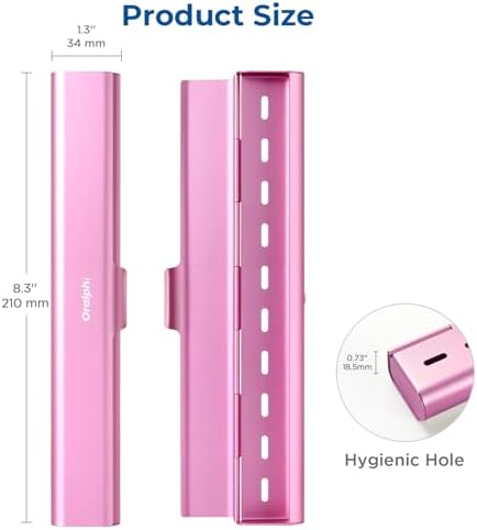 Aluminum Toothbrush Travel Case, Portable Travel Toothbrush Holder, Durable Manual Toothbrush Box Container for Traveling, Bathroom, Camping, Business Trip-Pink - Image 5