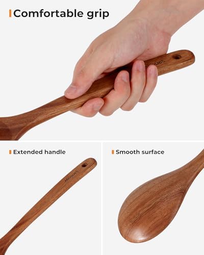 Mooues 9 Piece Natural Acacia Wooden Spoons for Cooking - Image 7
