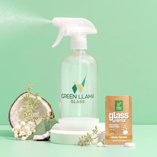 Green Llama Eco-Friendly Glass and mirror Cleaning Spray | 16oz Glass Bottle, 1 Refill Tablet, Listea Cubeba Scent - Natural, Sustainable, Safe for Home Surfaces | Ideal for Eco-Shoppers - Image 2