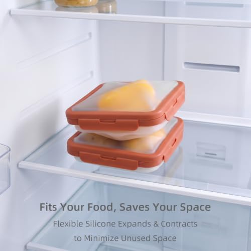 Reusable Silicone Food Storage Container with Lid Avocado Saver(6.5 cups/0.4 gal), Onion Keeper, Foldable Silicone Kitchen Organizers for Fridge - Image 4