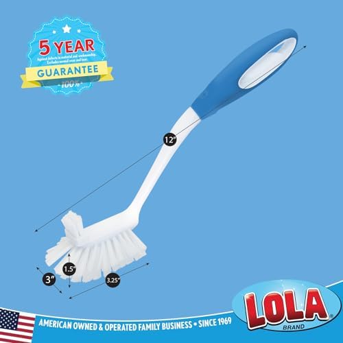 LOLA Pro Utility All Purpose Kitchen Cleaning Brush, 2 Pack, Durable Bristles, Comfort Ergonomic Rubber Non-Slip Grip, Built-in Food Scraper - Image 5